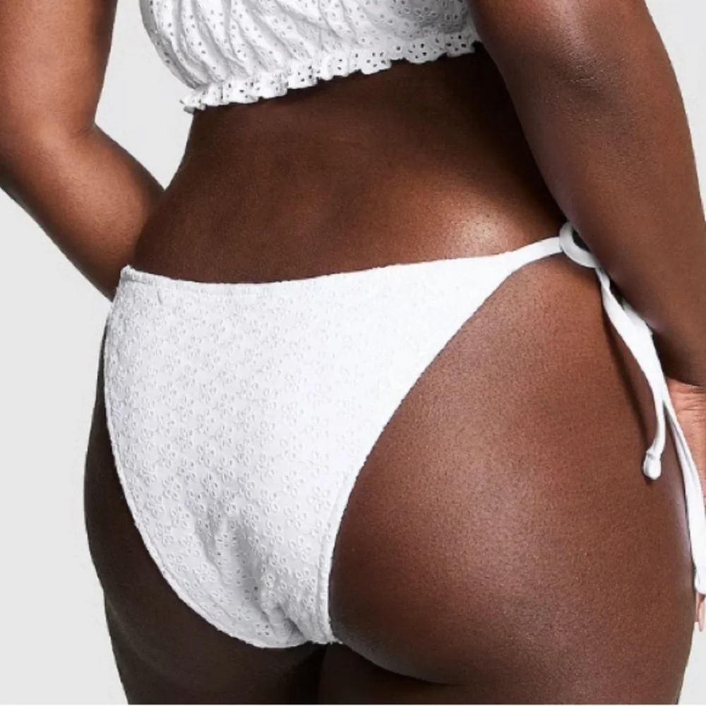 New! Frankie's Bikinis Bridgette White Eyelet String Bikini Bottom 1588